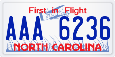 NC license plate AAA6236