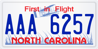 NC license plate AAA6257