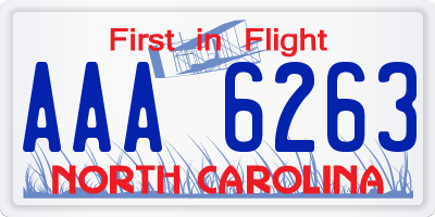 NC license plate AAA6263