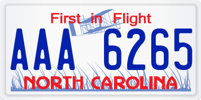 NC license plate AAA6265