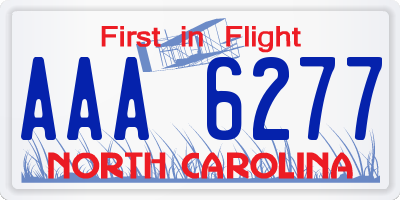 NC license plate AAA6277