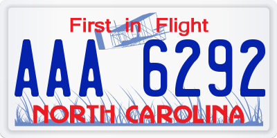 NC license plate AAA6292