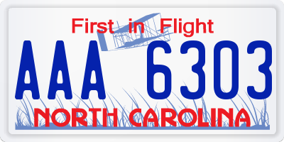NC license plate AAA6303