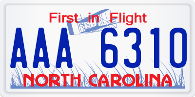 NC license plate AAA6310