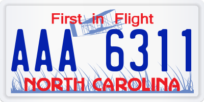 NC license plate AAA6311