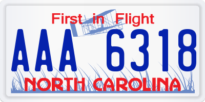 NC license plate AAA6318