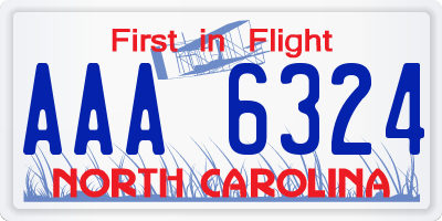 NC license plate AAA6324