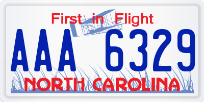NC license plate AAA6329