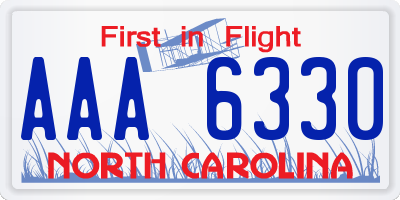 NC license plate AAA6330