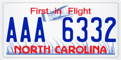 NC license plate AAA6332