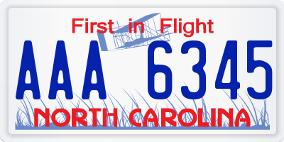 NC license plate AAA6345