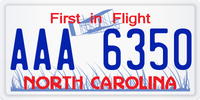 NC license plate AAA6350