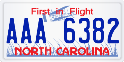 NC license plate AAA6382