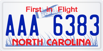 NC license plate AAA6383