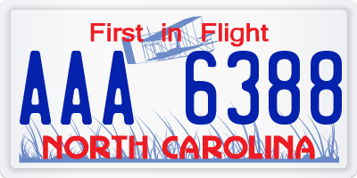 NC license plate AAA6388