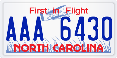 NC license plate AAA6430