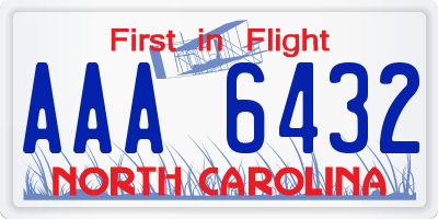 NC license plate AAA6432