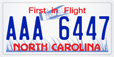 NC license plate AAA6447
