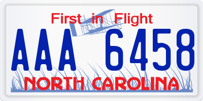 NC license plate AAA6458