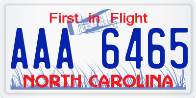 NC license plate AAA6465