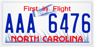 NC license plate AAA6476