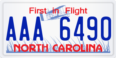 NC license plate AAA6490