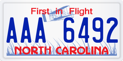 NC license plate AAA6492