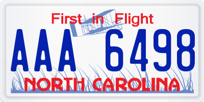NC license plate AAA6498