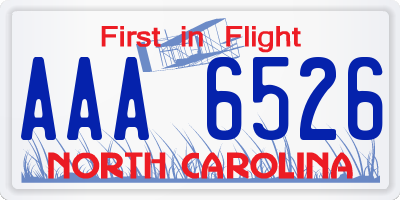NC license plate AAA6526