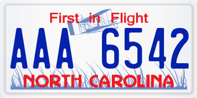 NC license plate AAA6542