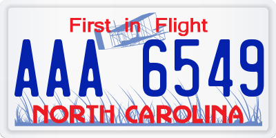 NC license plate AAA6549