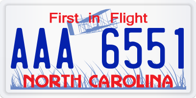 NC license plate AAA6551