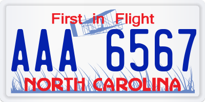 NC license plate AAA6567