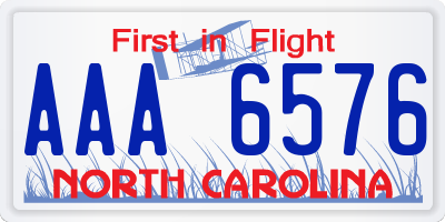 NC license plate AAA6576