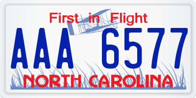 NC license plate AAA6577