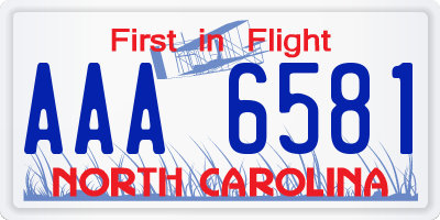 NC license plate AAA6581