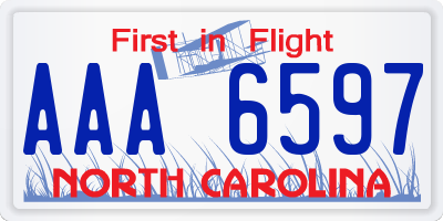 NC license plate AAA6597