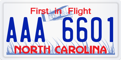 NC license plate AAA6601