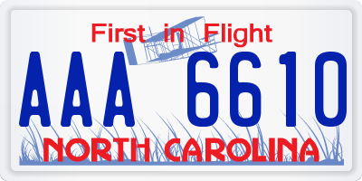 NC license plate AAA6610