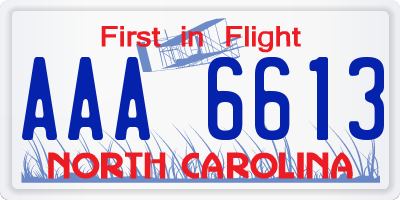 NC license plate AAA6613
