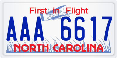 NC license plate AAA6617
