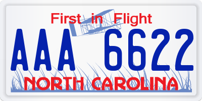 NC license plate AAA6622
