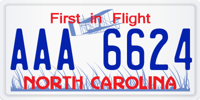 NC license plate AAA6624