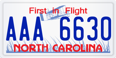 NC license plate AAA6630