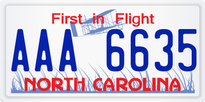 NC license plate AAA6635