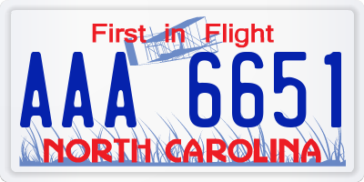 NC license plate AAA6651