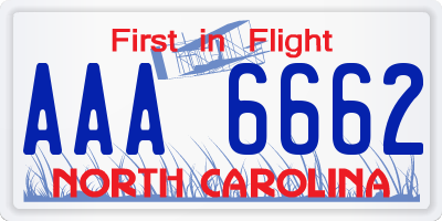 NC license plate AAA6662