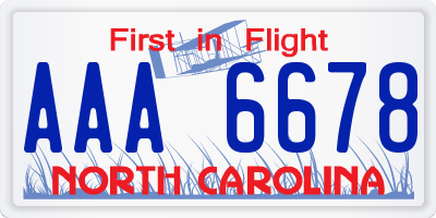 NC license plate AAA6678