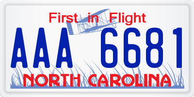 NC license plate AAA6681