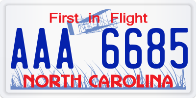 NC license plate AAA6685